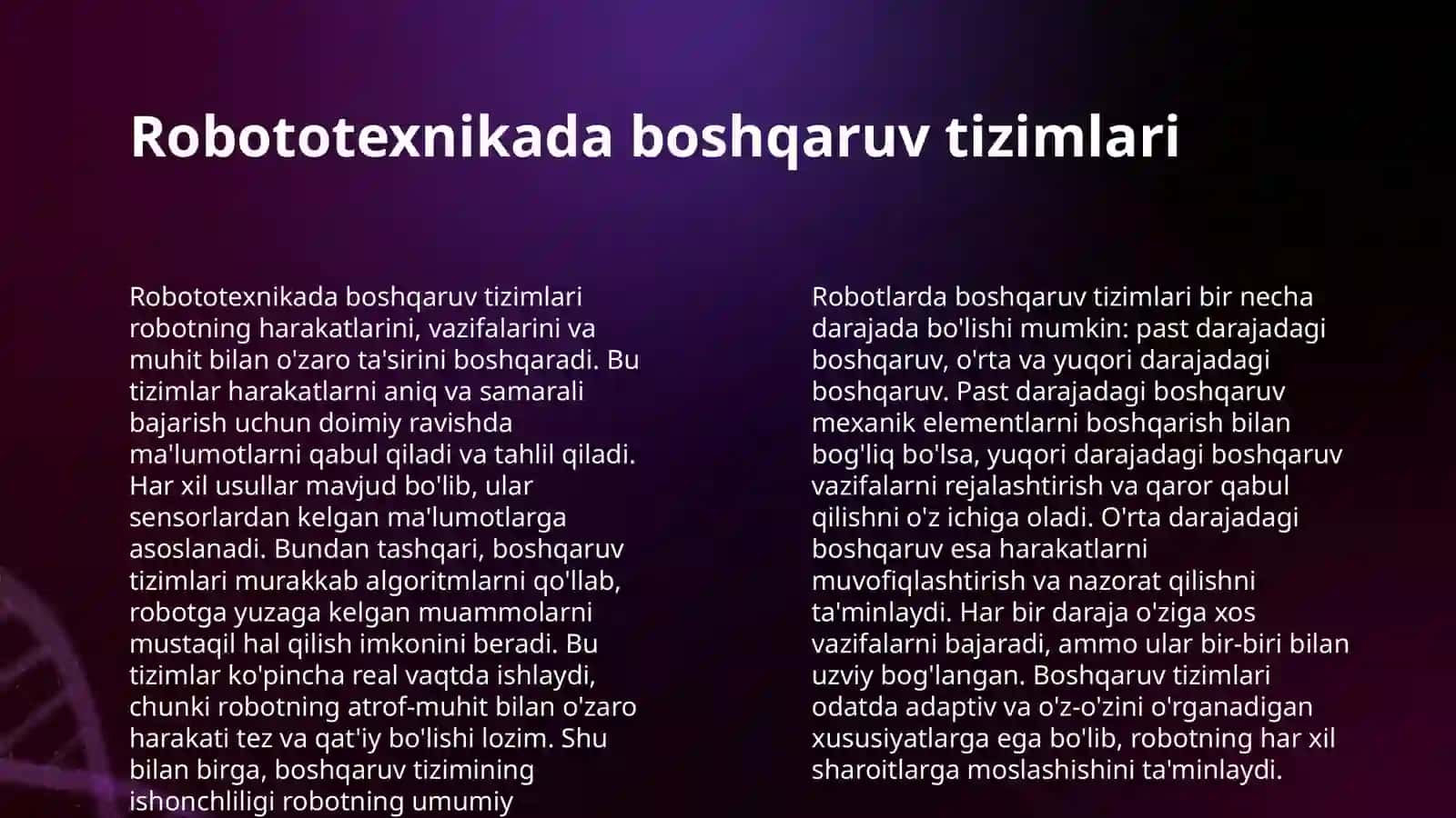 INTELLEKTUAL BOSHQARUV TIZIMLARINI ROBOTATEXNIKA YÒNALISHIDA QÒLLASH 4