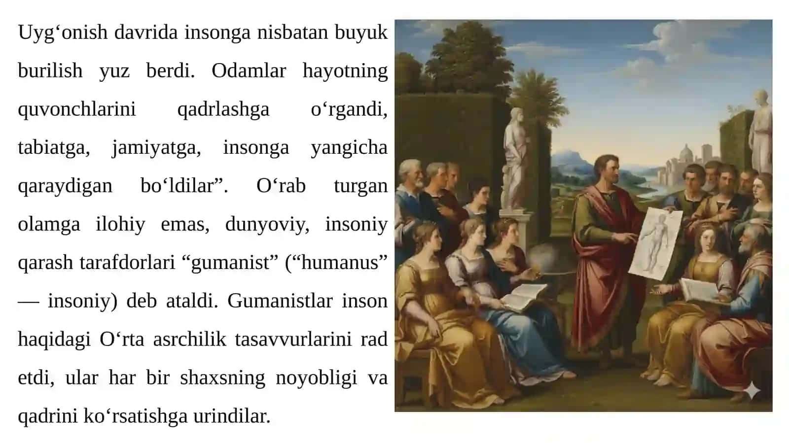 GUMANIZM: G‘ARBIY YEVROPADA YANGI DAVRMADANIYATIVA FANI 4