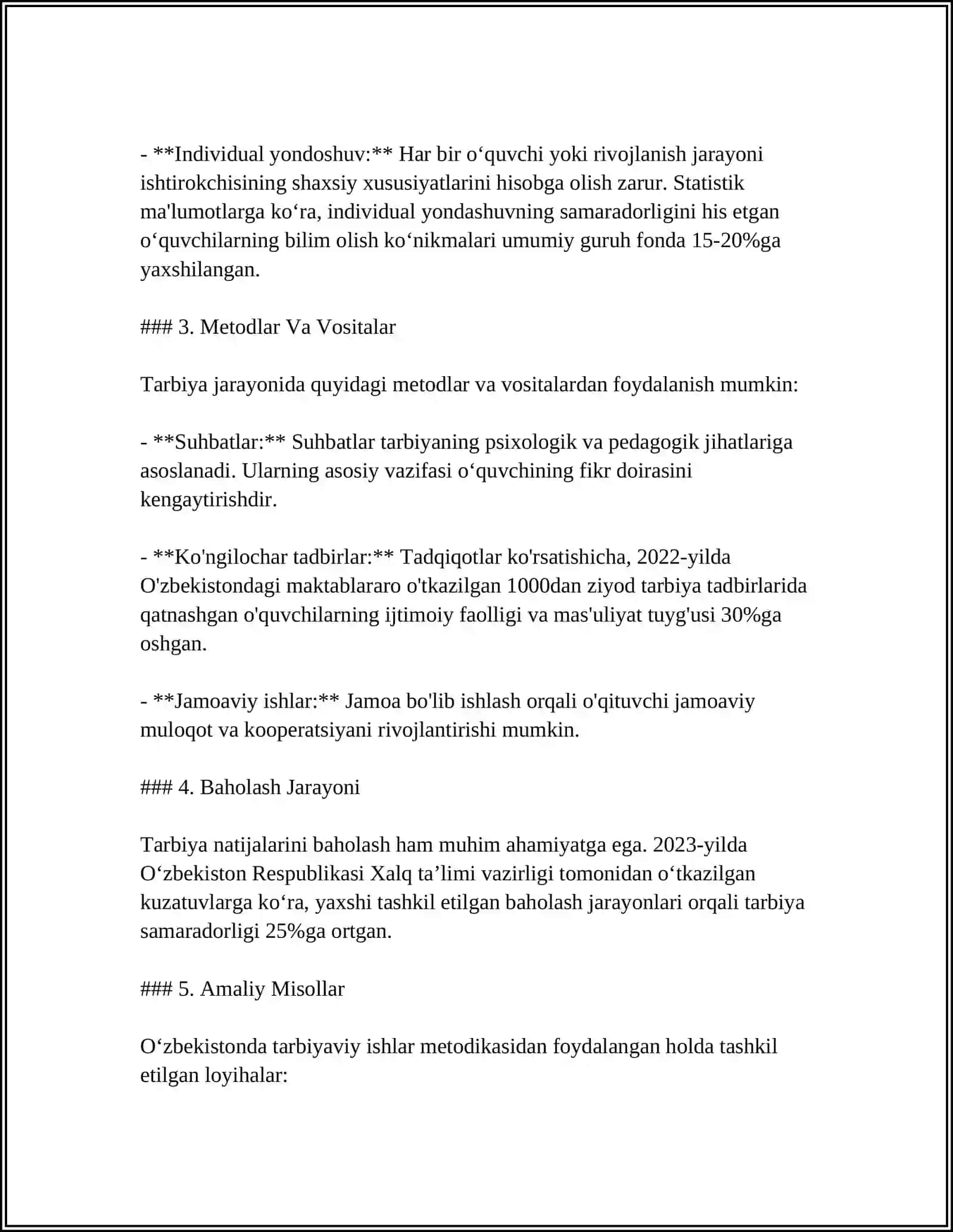 MUSTAQIL ISH Mavzu: TARBIYAVIY ISHLAR METODIKASINING MAQSADI VA VAZIFASI 4