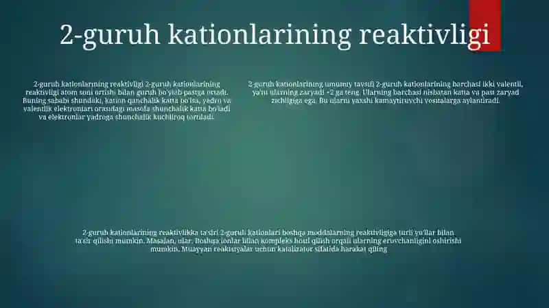 2-Guruh Kationlarining Umumiy Tavsifi Va Guruh Reagentining Ta'Siri 4