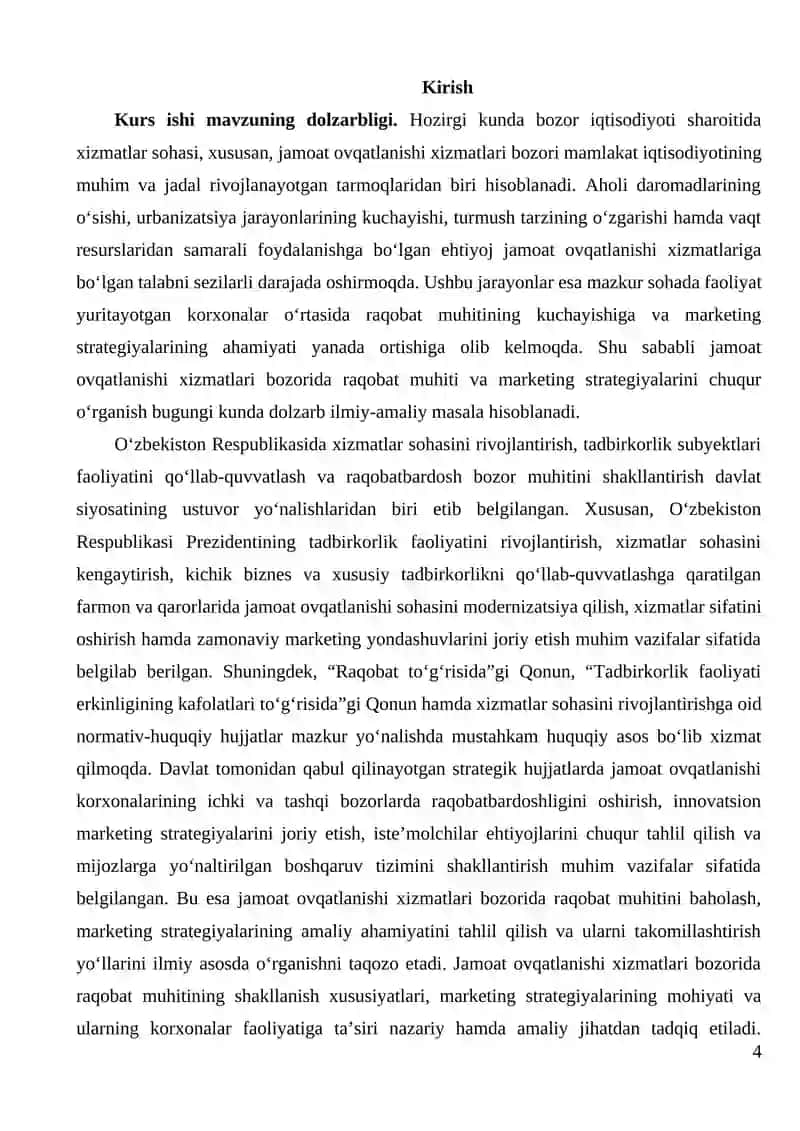 Jamoat ovqatlanishi xizmatlari bozorida raqobat muhiti va marketing strategiyalarining ahamiyati 4