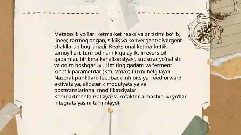 Organizmdagi Moddalarning Ketma-Ket Reaksiyalar 4