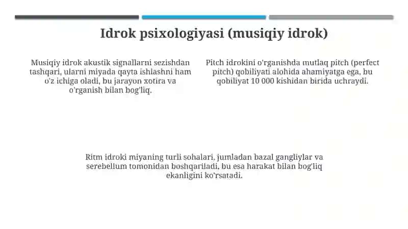 Musiqa psixologiyasi yo‘nalishlari va tarmoqlari 4