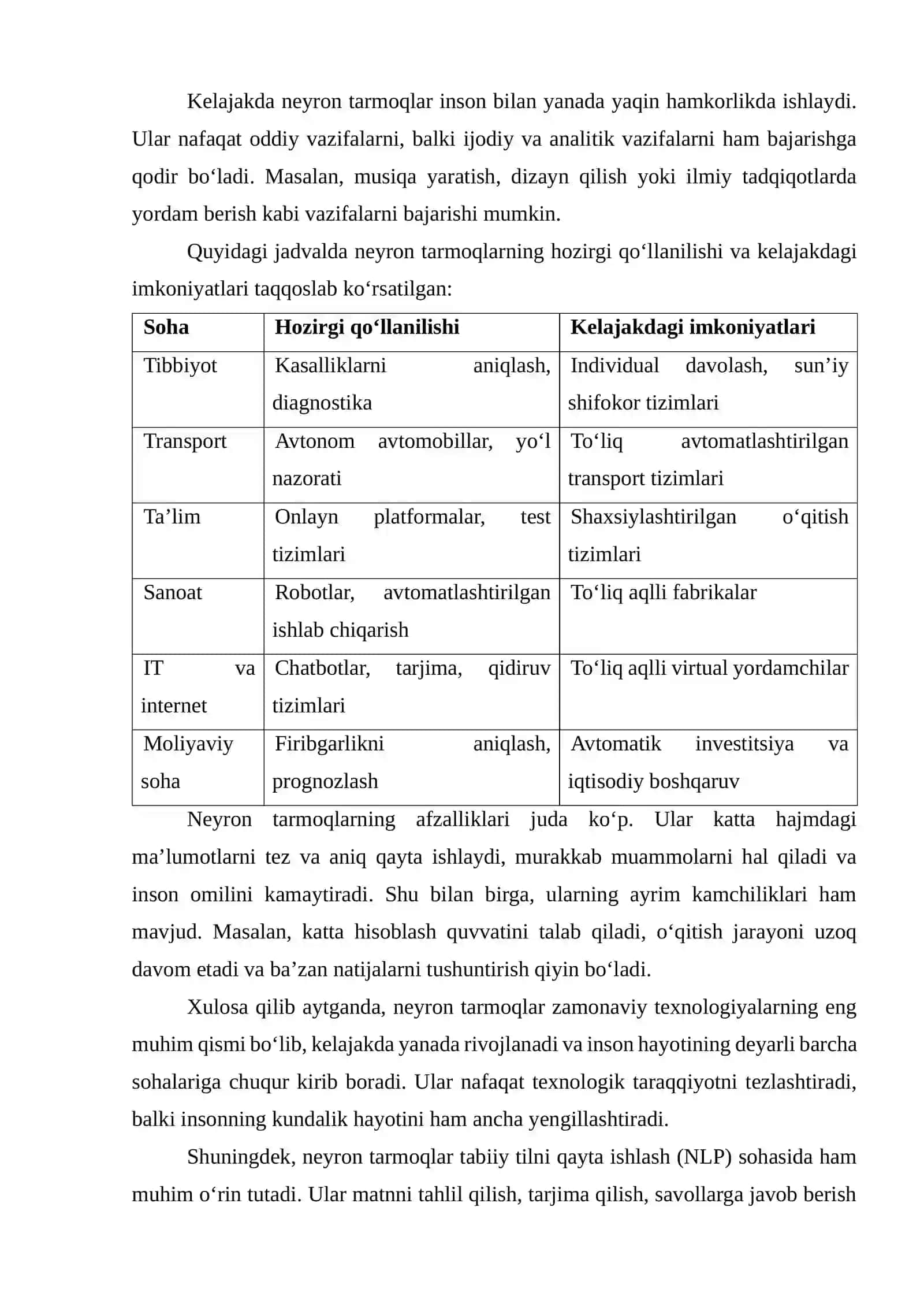 Neyron tarmoqlar va ularning kelajakdagi imkoniyatlari 4