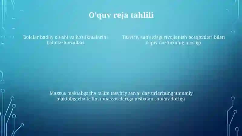 Maxsus maktabgacha taʼlim Muassasalarida tasviriy faoliyat dasturini tahlil qilish 4
