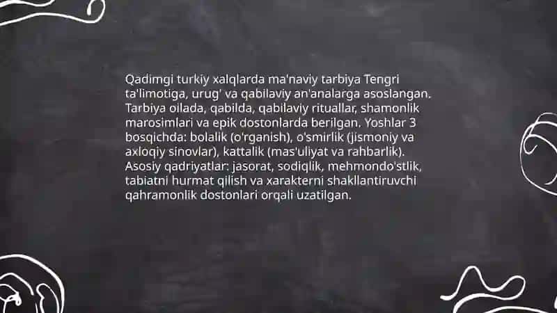 Ma'naviy tarbiya to'g'risidagi ilk tasavvurlar, qarashlar va ta'limotlar 4
