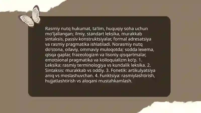 Nutq uslublarining qiyosiy tavsifiniga oid.11 varoqlik 4