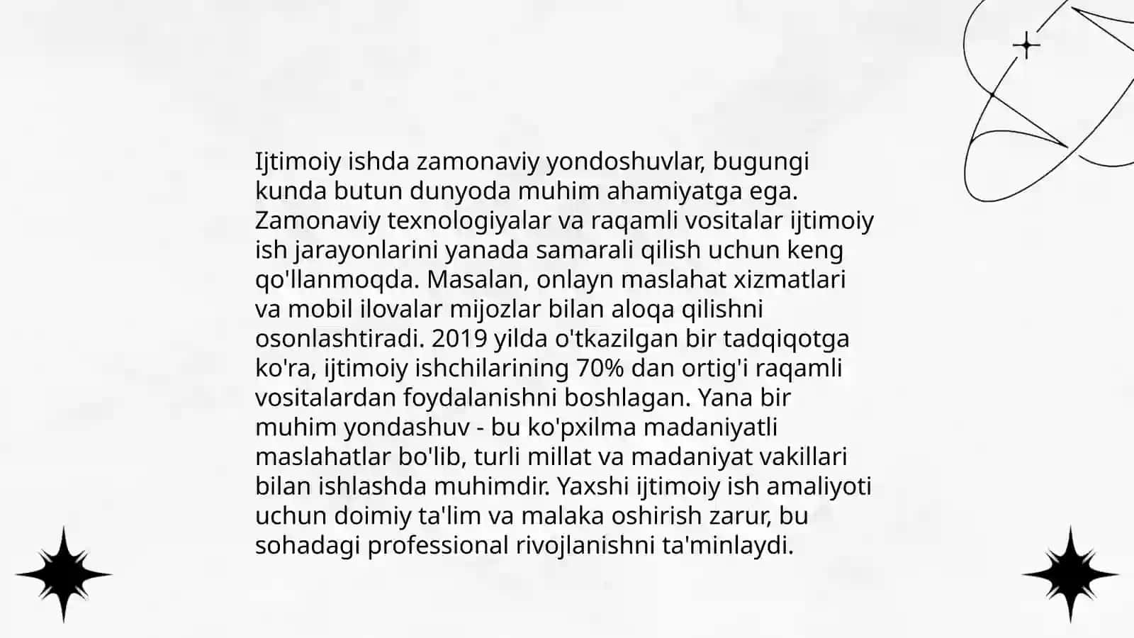 Ijtimoiy ishning zamonaviy holati turlari va modellari turfa xilligi 4