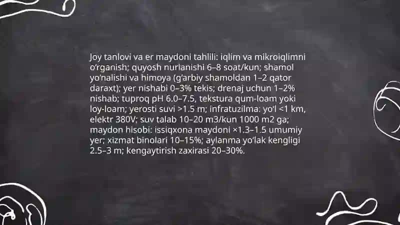 Issiqxonalarda namunaviy loyihalarni tuzish 4