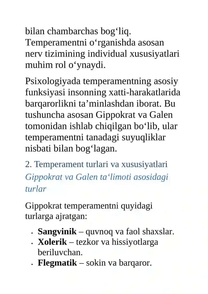 Temperament xususiyatlarining mutaxassis shakllanishidagi oʻrni 4
