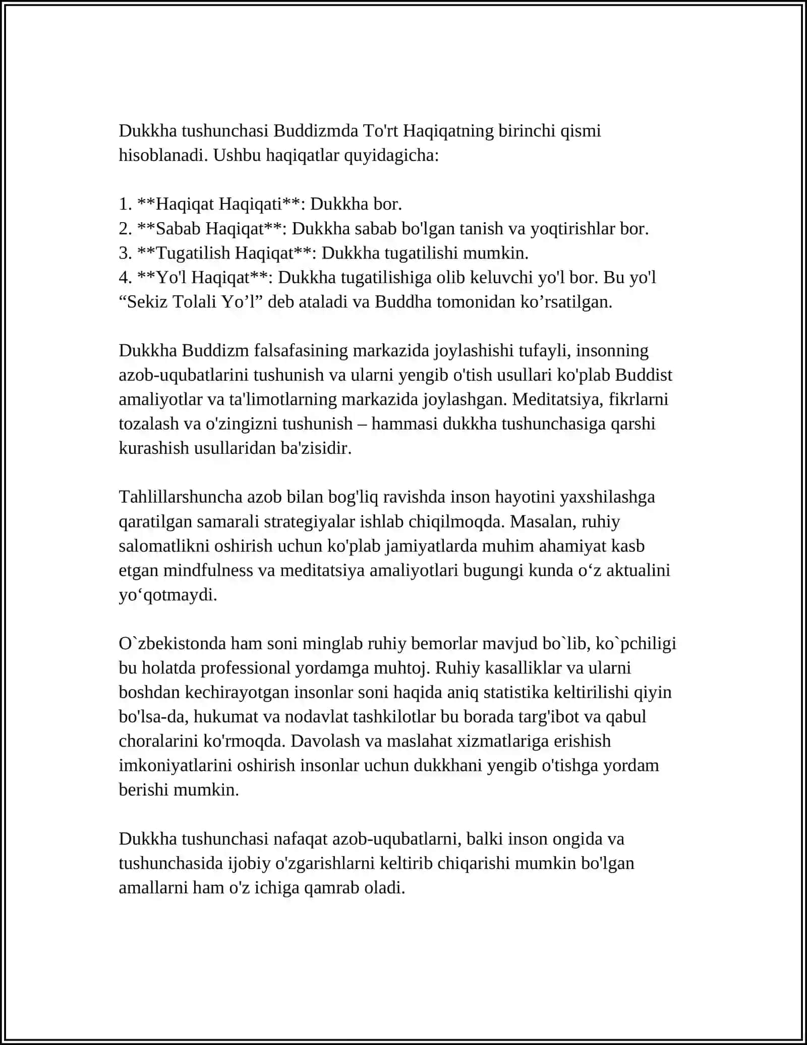 BUDDAVIYLIKDAGI TOʻRT HAQIQAT 4