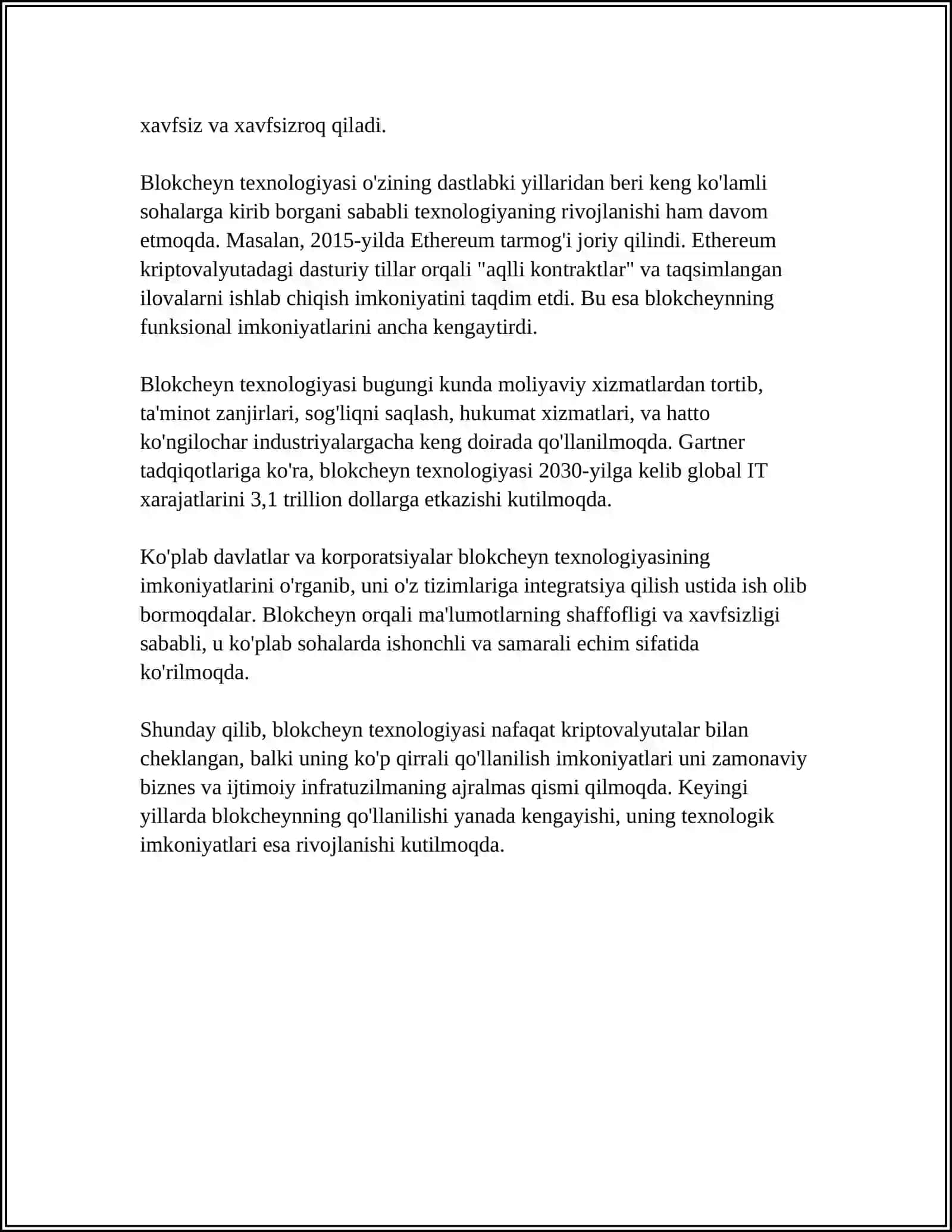 BLOKCHEYN TEXNOLOGIYASI VA UNDAN FOYDALANISH USULLARI 4