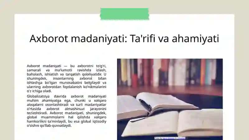 Globallashuv davrida axborot madaniyatini shakllantirish zaruriyati 4