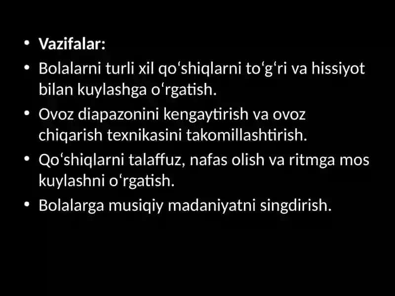 Bolalarni qo`shiq kuylashga o`rgatish 4