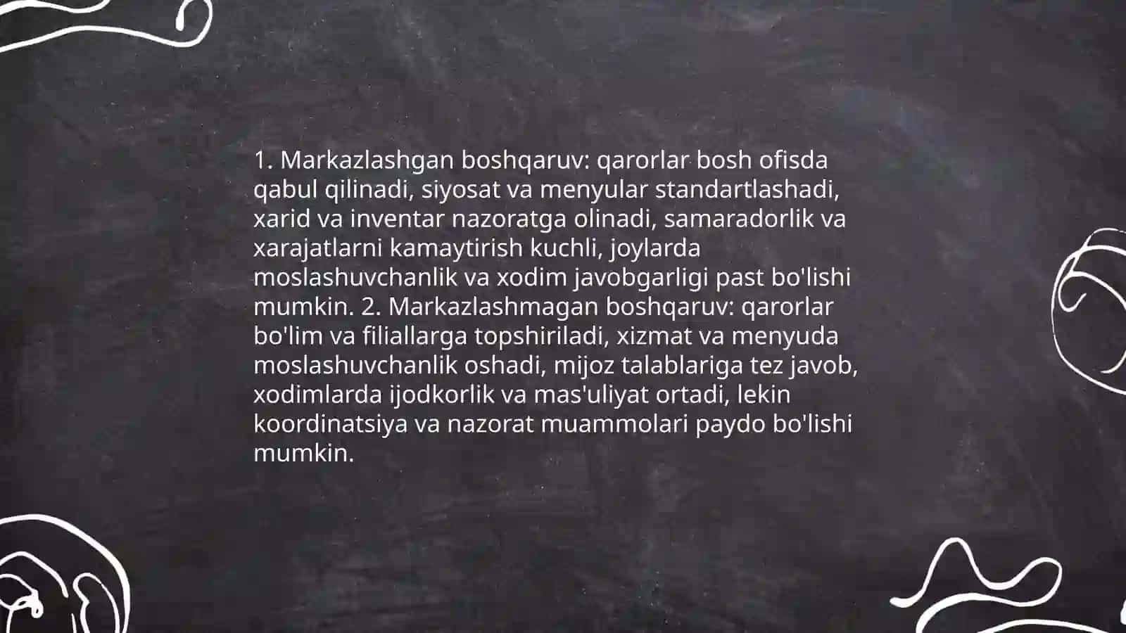 Mehmonxona va restoran xo'jaligida asosiy boshqaruv shakllari 4