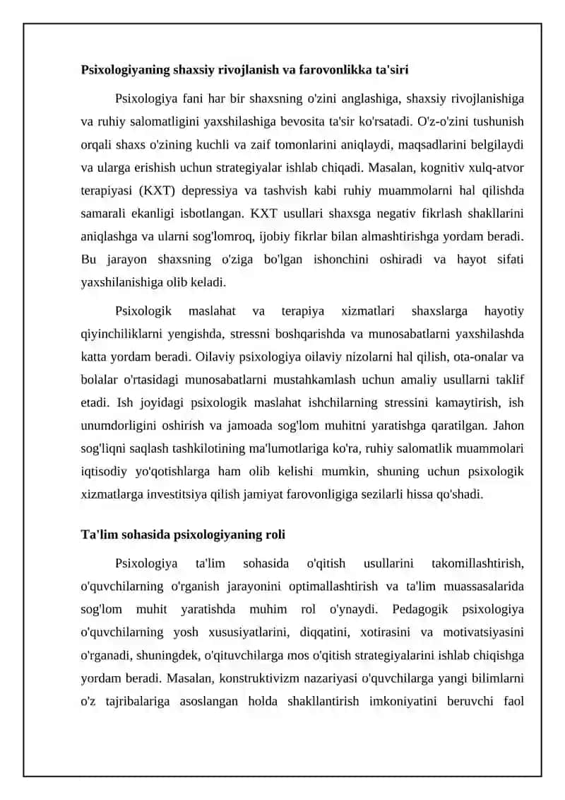 Psixologiya fanining jamiyatdagi o‘rni 4