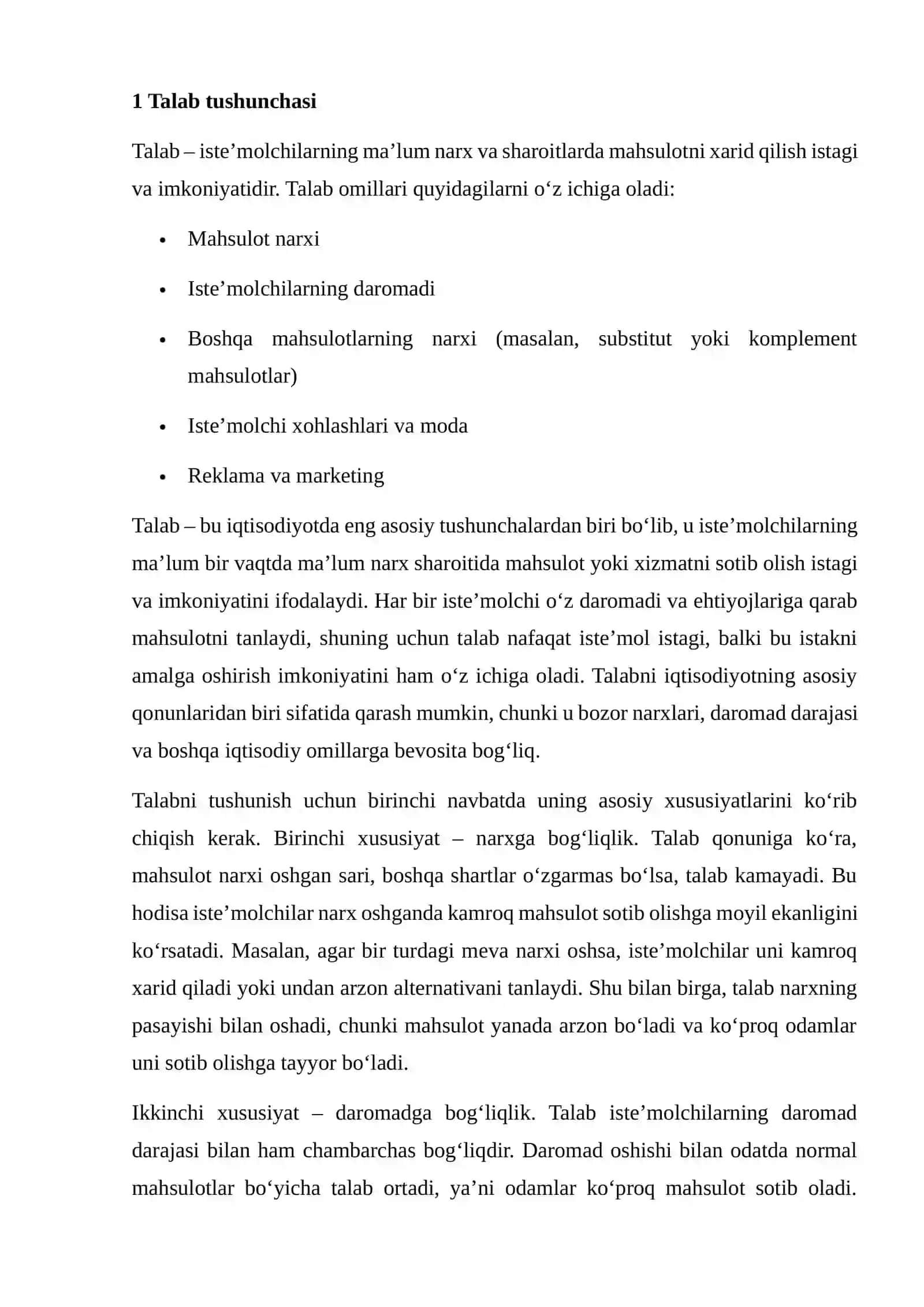 MAHSULOTGA BO‘LGAN TALABNING EKONOMETRIK MODELLARINI TUZISH 4