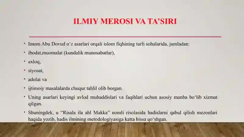 Imom Abu Dovud Sulaymon Sijistoniy hayoti va faoliyati 4