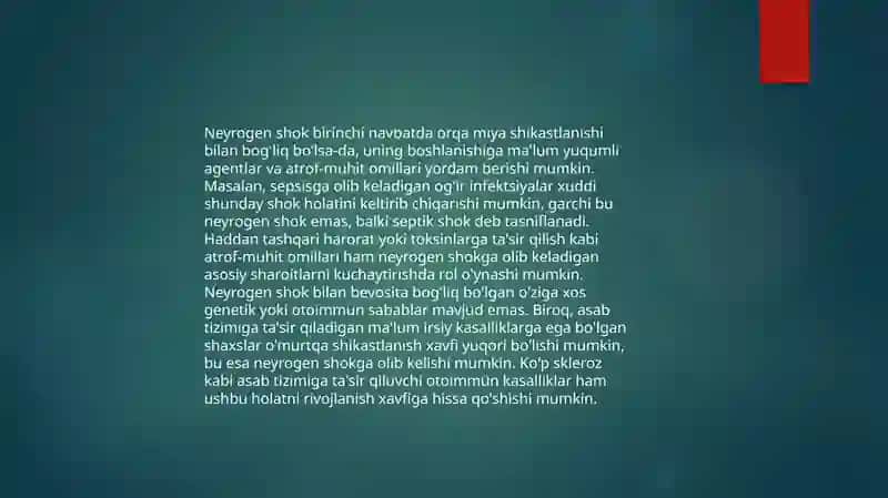 Neyrogen shok: etiologiyasi, patogenezi, klinikasi va davolash 4