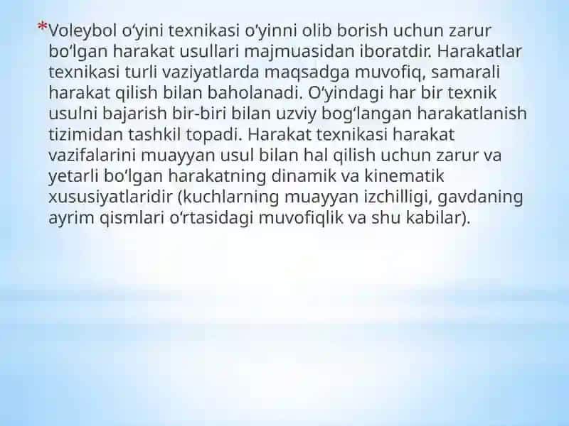 VOLEYBОLNING TEXNIKA, TAKTIKASI АSОSLАRI VA O‘RGATISH USLUBIYATI 4