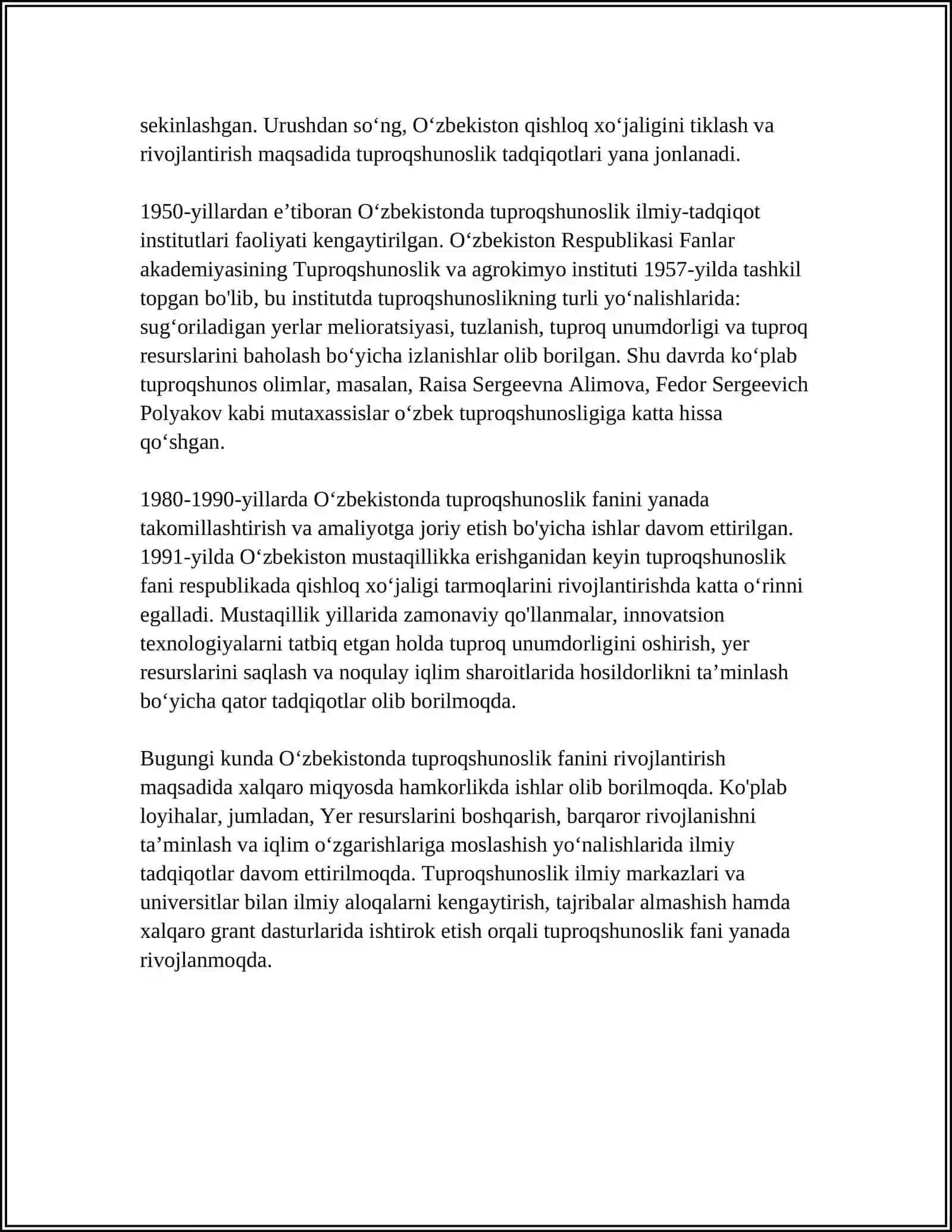 Tuproqshunoslik fanining O‘zbekistonda paydo bo‘lishi 4