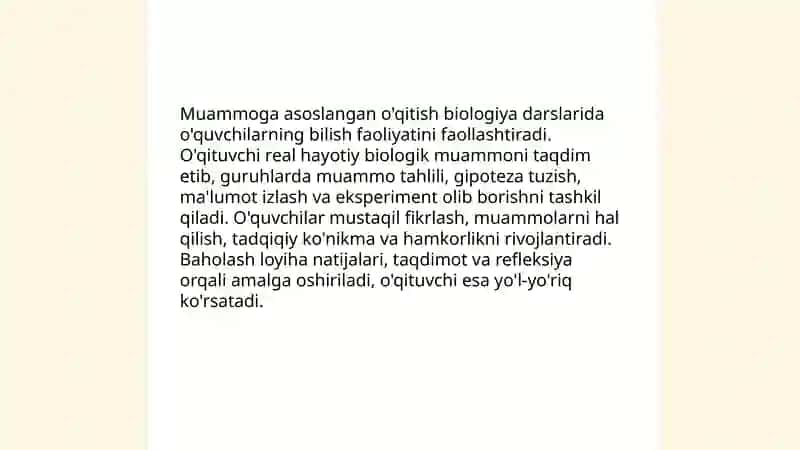 Biologiyani o'qitishda o'quvchilarning bilish faoliyatini faollashtirish yo'llari 4