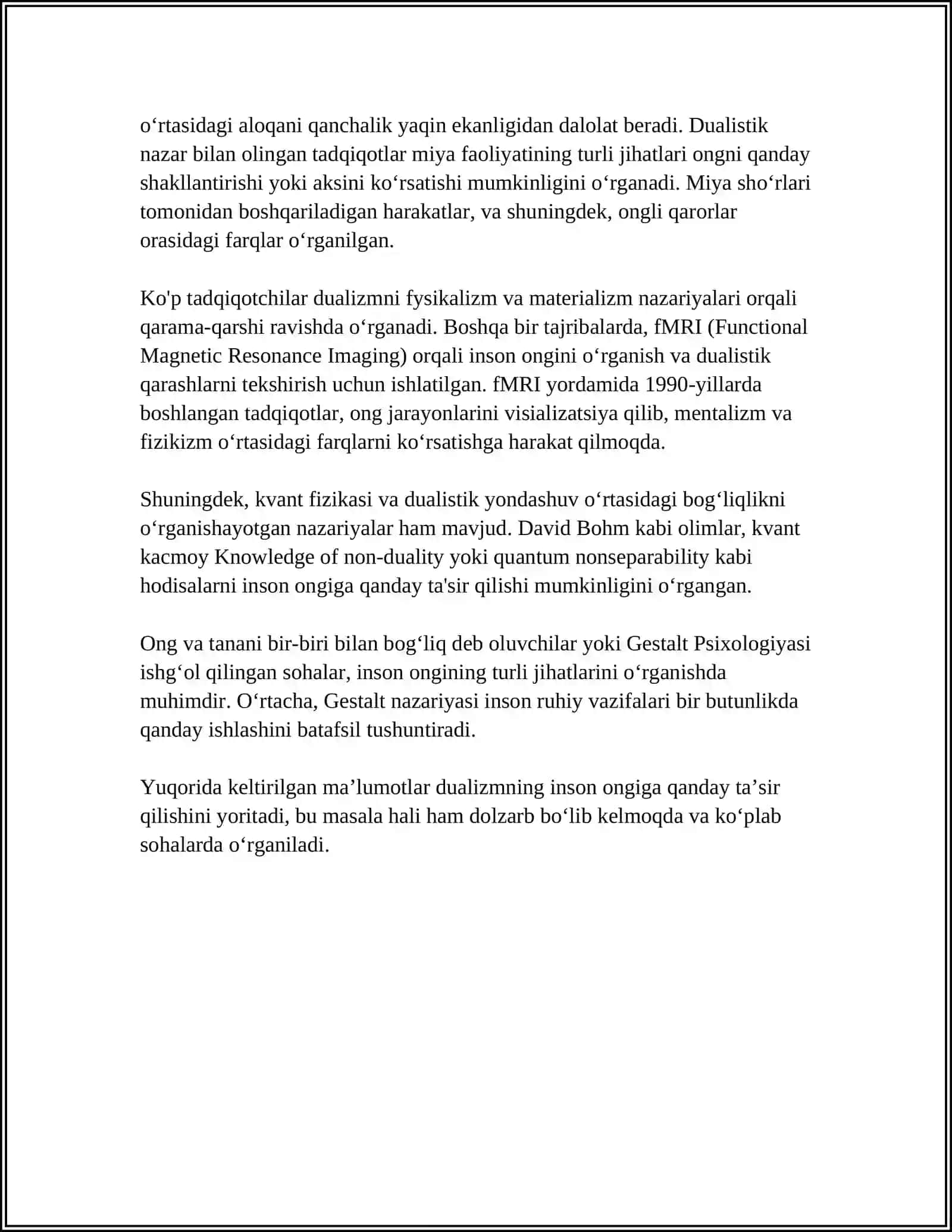 INSONNI TUSHUNISHGA DUALIZM VA MONIZM NUQTAI NAZARIDAN YONDASHUV 4