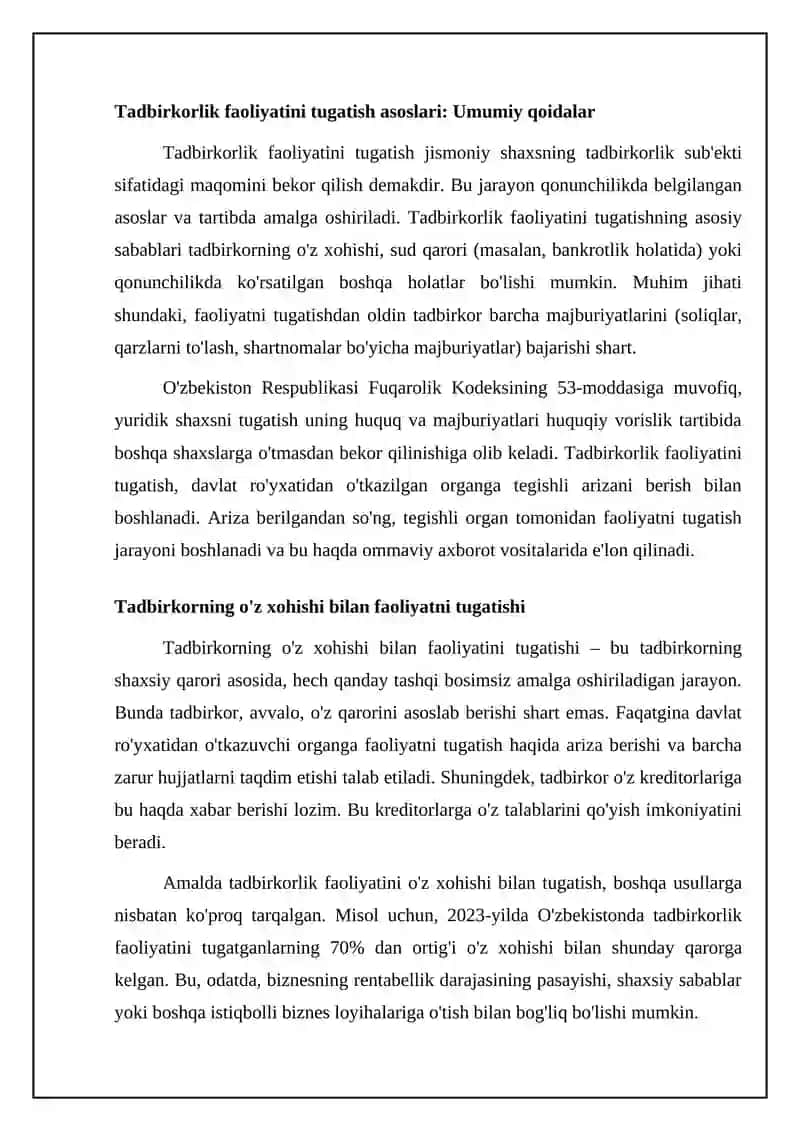 Tadbirkorlik faoliyatini tugatish 4