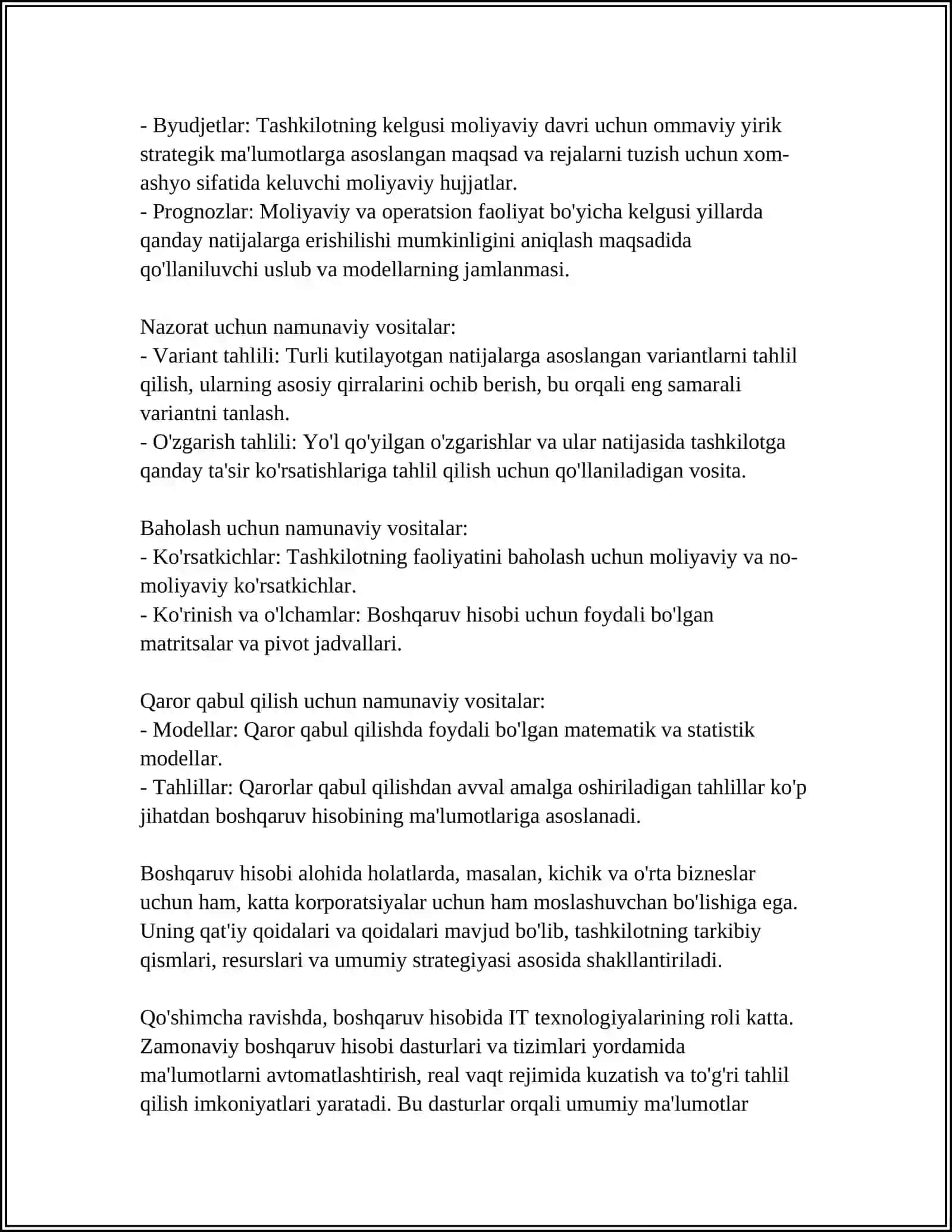 BOSHQARUV HISOBINING MOHIYATI VA VAZIFALARI 4