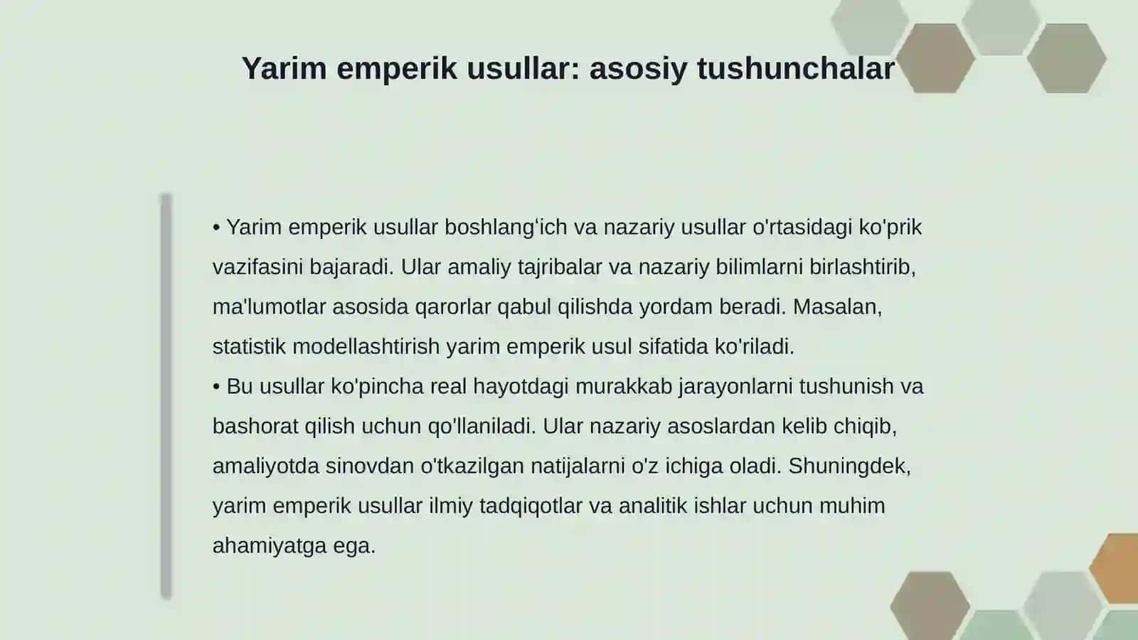 Boshlangʻich va yarim emperik usullar 4