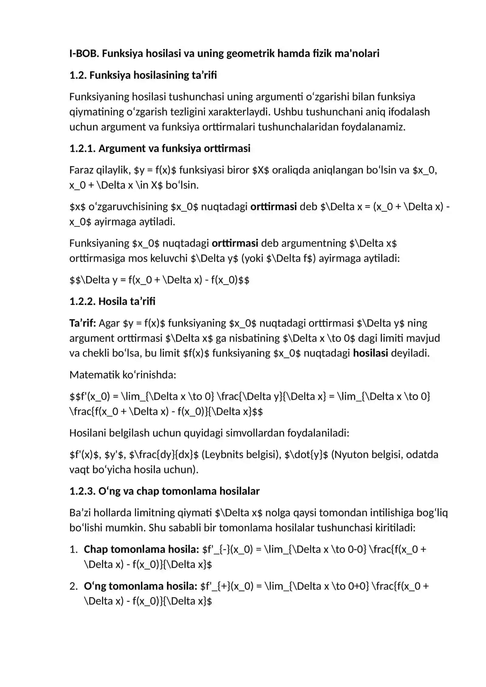 Funksiyaning diferensiali va hosilasi 4