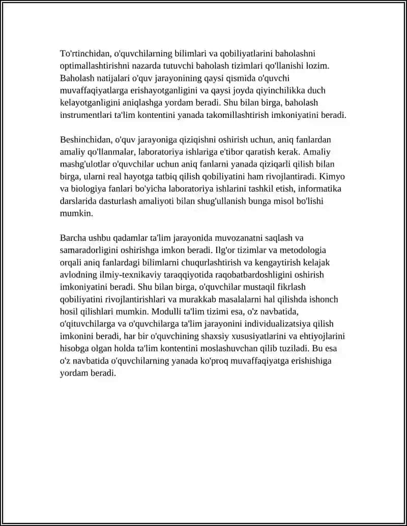 Aniq fanlarda uzluksiz ta'lim kontenti va modul tizimini ishlab chiqish 4