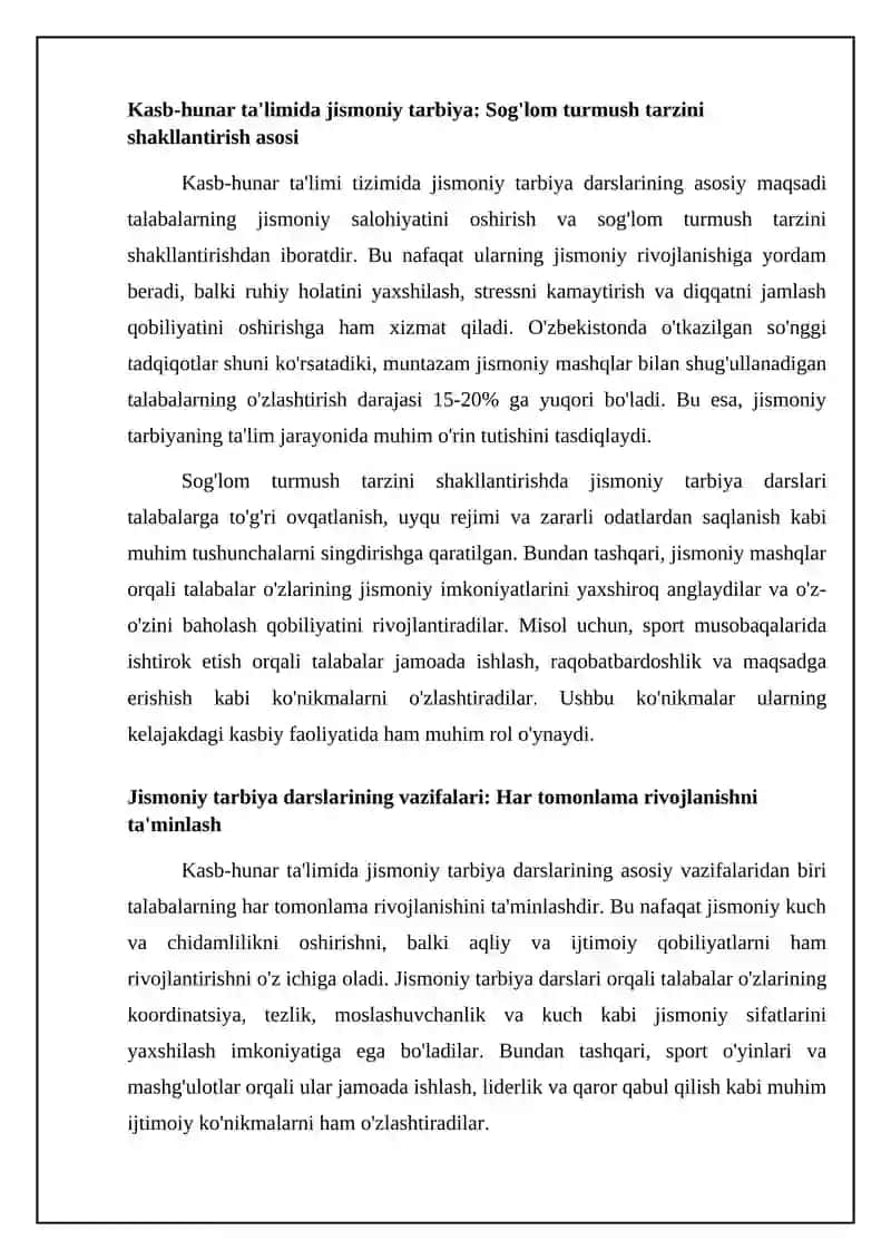 Professional ta'limda jismoniy tarbiya darslari 4