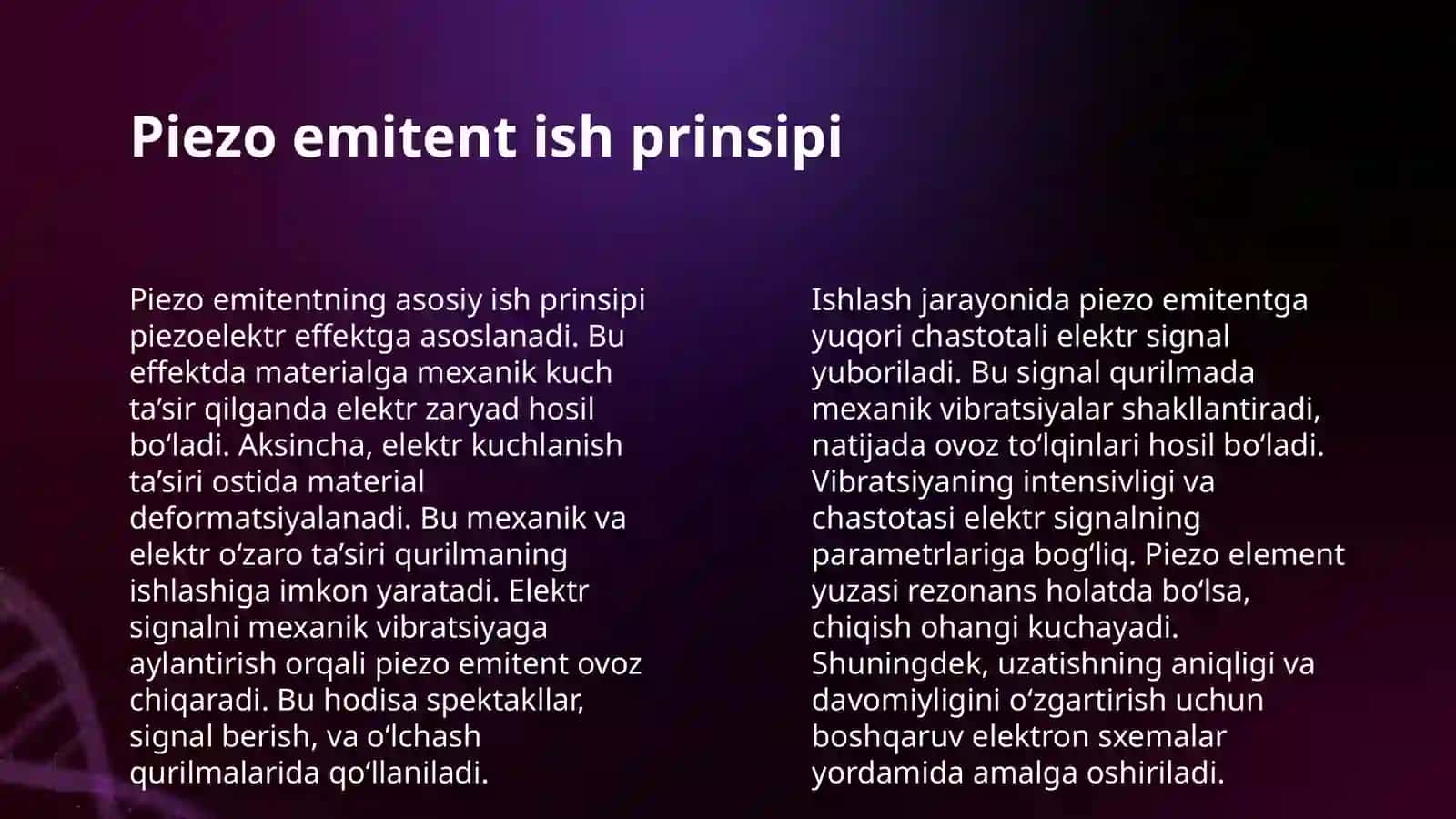 PIEZO EMITENTNI BOSHQARING OHANGNI DAVOMIYLIKNI O'ZGARTIRISH 4