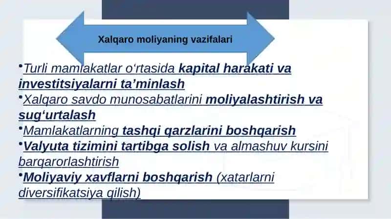 Xalqaro moliya va uning jahon iqtisodiyoti rivojlanishidagi oʼrni 4