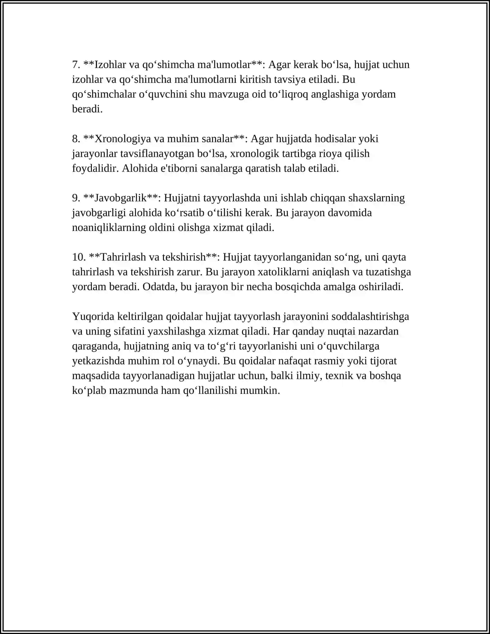 ISH HUJJATLARI VA ULARGA QOʻYILADIGAN ASOSIY TALABLAR 4