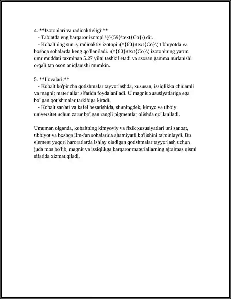KOBALT MAVZUSI 4