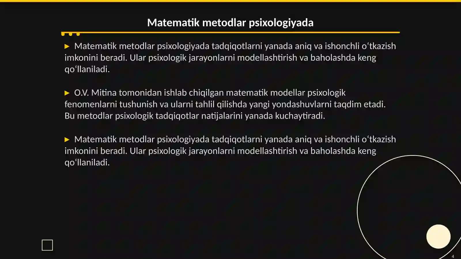 Psixologiyada matematik metodlarni qo‘llash bo‘yicha O.V.Mitina tomonidan chop etilgan maqolalar 4
