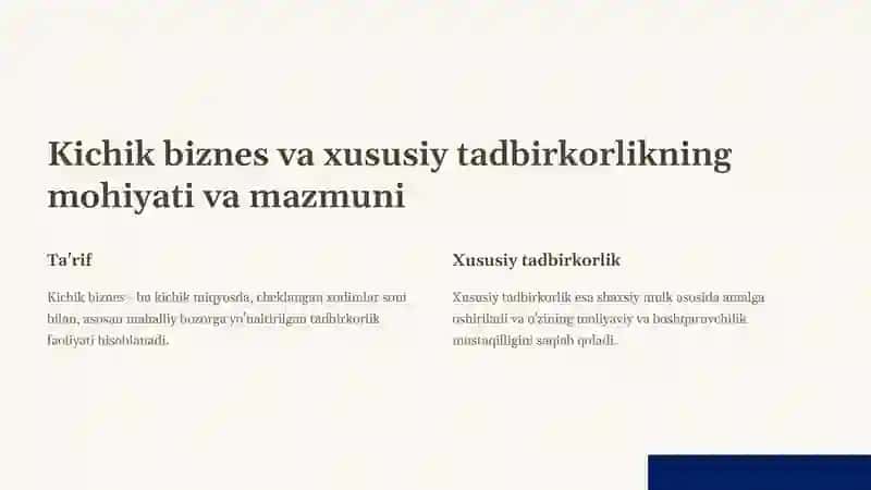 Kichikbiznesvaxususiytadbirkorlik: iqtisodiyvaijtimoiyahamiyati 4
