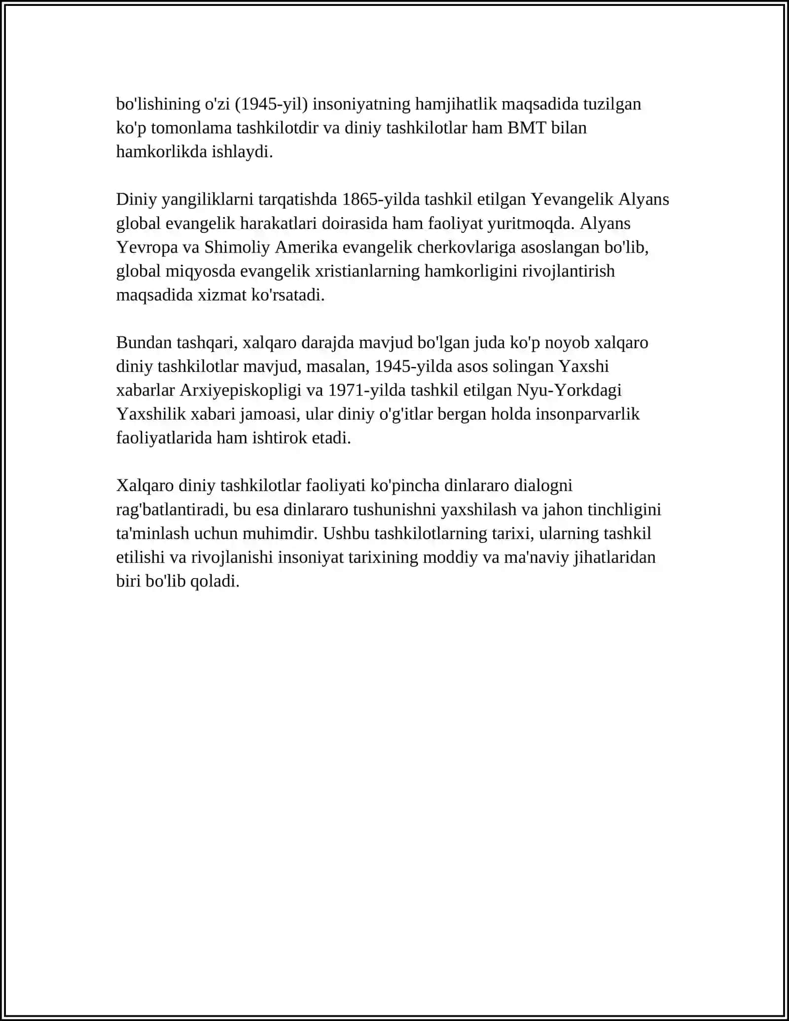 XALQARO DINIY TASHKILOT FAOLIYATINING TARIXI VA ULARNING BARQAROR RIVOJLANISH MAQSADLARIGA ERISHISHDAGI AHAMIYATI 4
