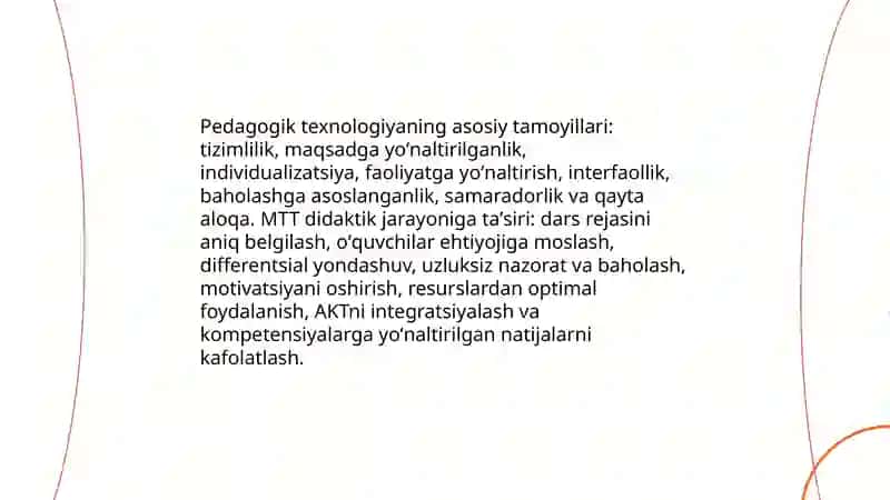 MTTlarda Didaktik jarayon- pedagogik texnologiyaning asosiy omili 4