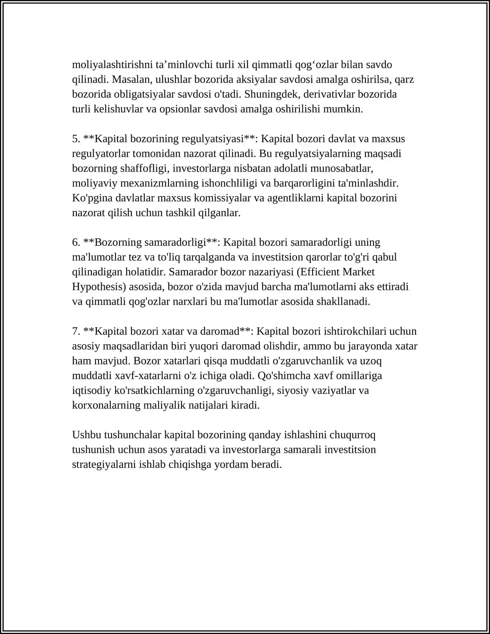 KAPITAL QO'YILMALAR VA KAPITAL BOZORI 4