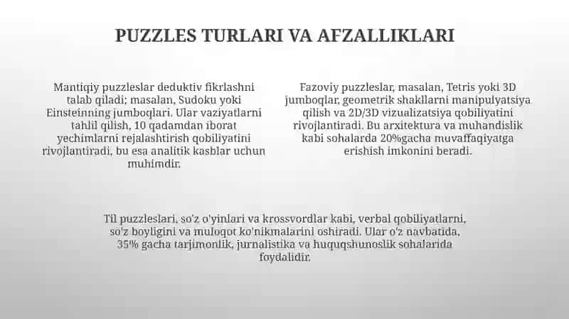 Puzzlesning karera maslahatidagi roli 4