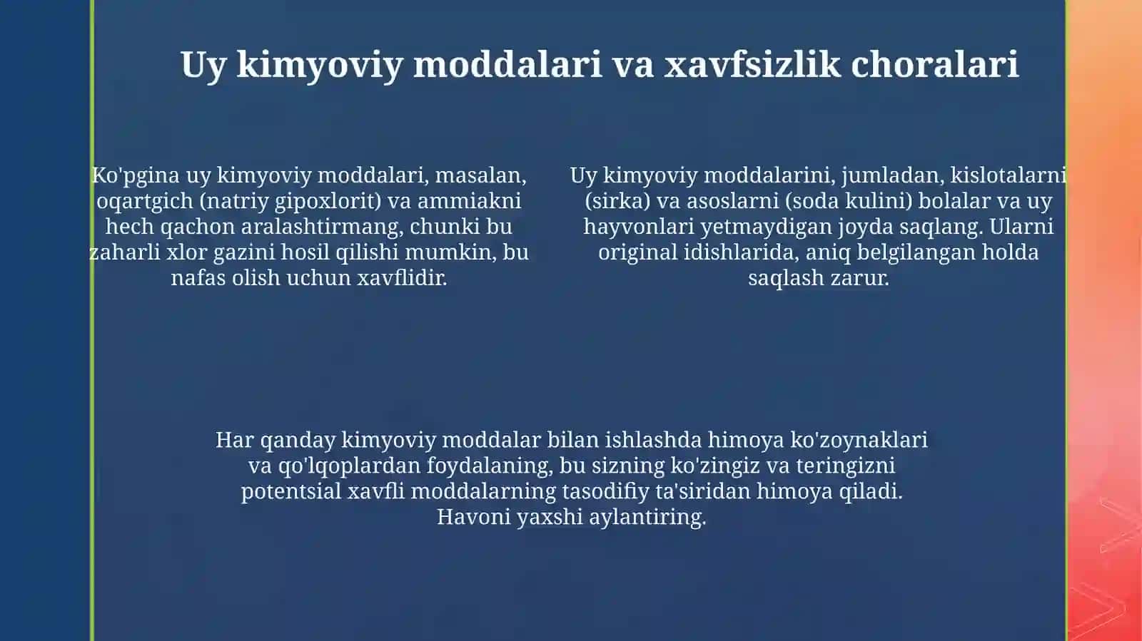 Uy sharoitidagi kimyoviy reaksiyalarni aniqlash 4