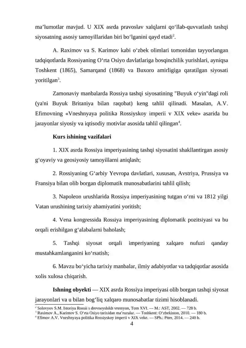 XIX asrda Rossiya imperiyasining tashqi siyosatining umumiy yo‘nalishlari 4