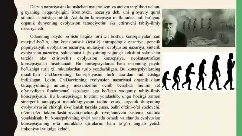 “Evolutsiya” tushunchasi tabiiy tanlanish nazariyasini kelib chiqish shartlari 4