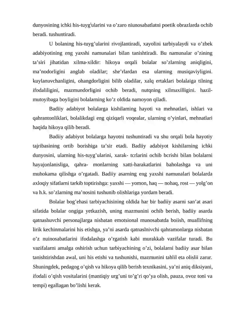 Maktabgacha ta`lim tizimi badiiy asarlar bilan tanishish mashg`ulotlari 4