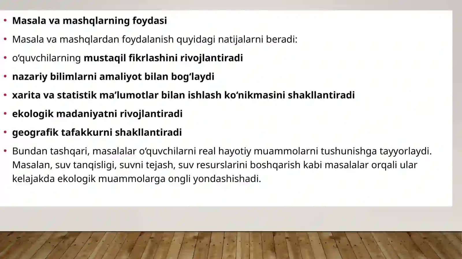 YERNING SUV QOBIG'INI O'QITISHDA MASALA VA MASHQLARDAN FOYDALANISH USULI 4
