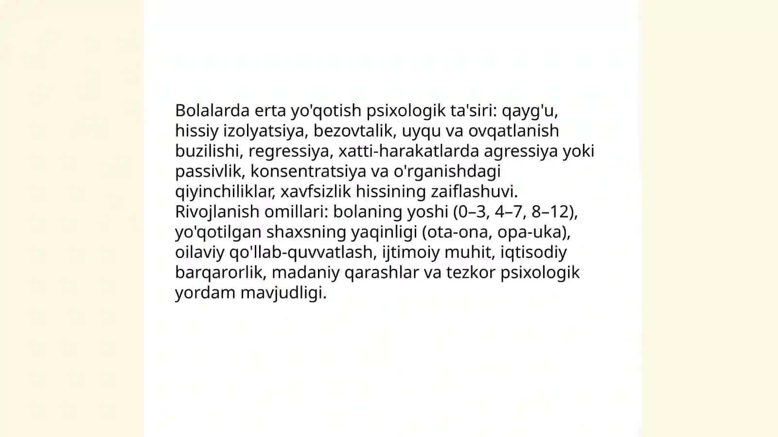 Erta yóqotishning pisxologik omillari 4