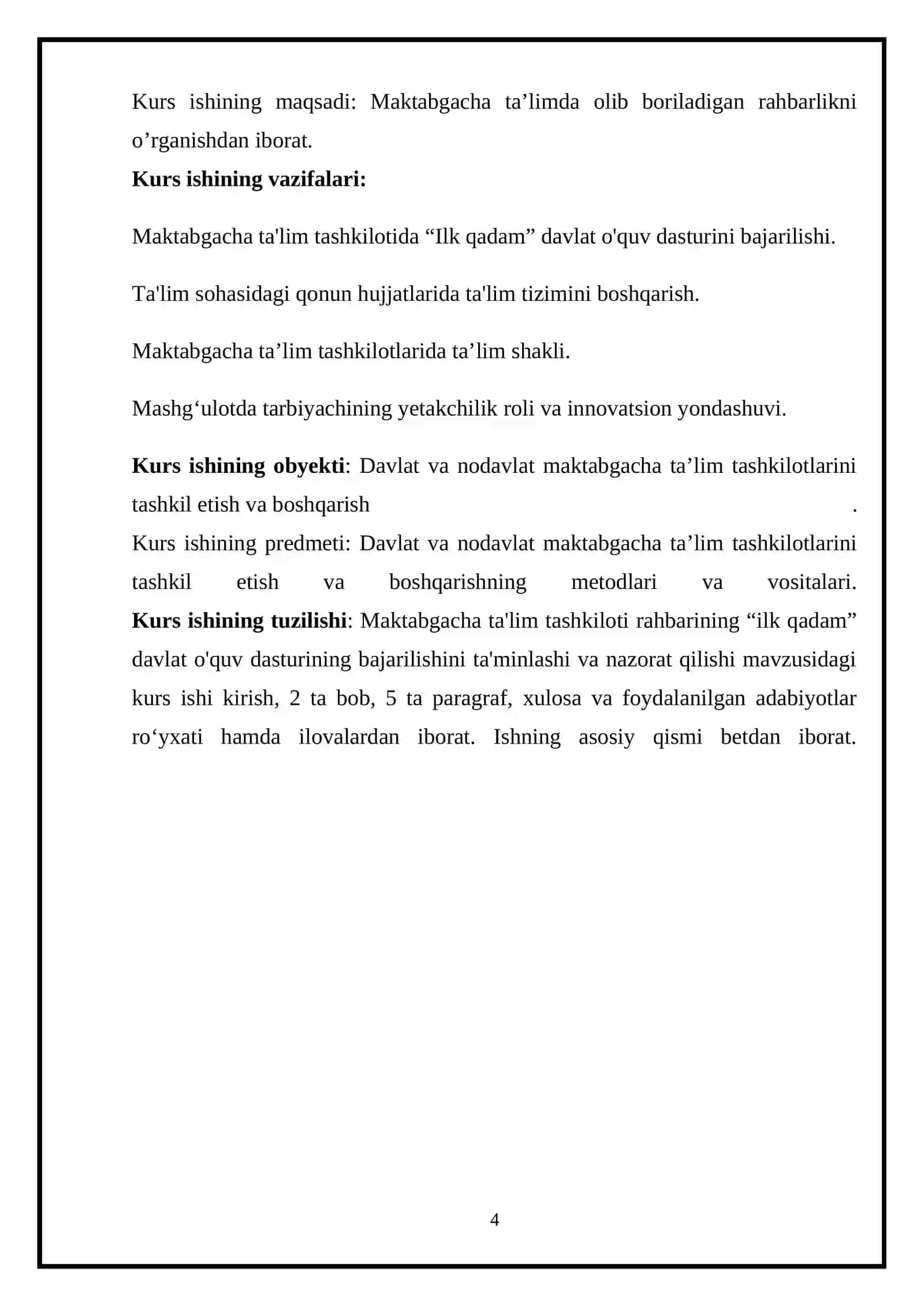 ILK QADAM DAVLAT OʻQUV DASTURI VA UNING MOHIYATI VA QOʻLLANILISHI 4